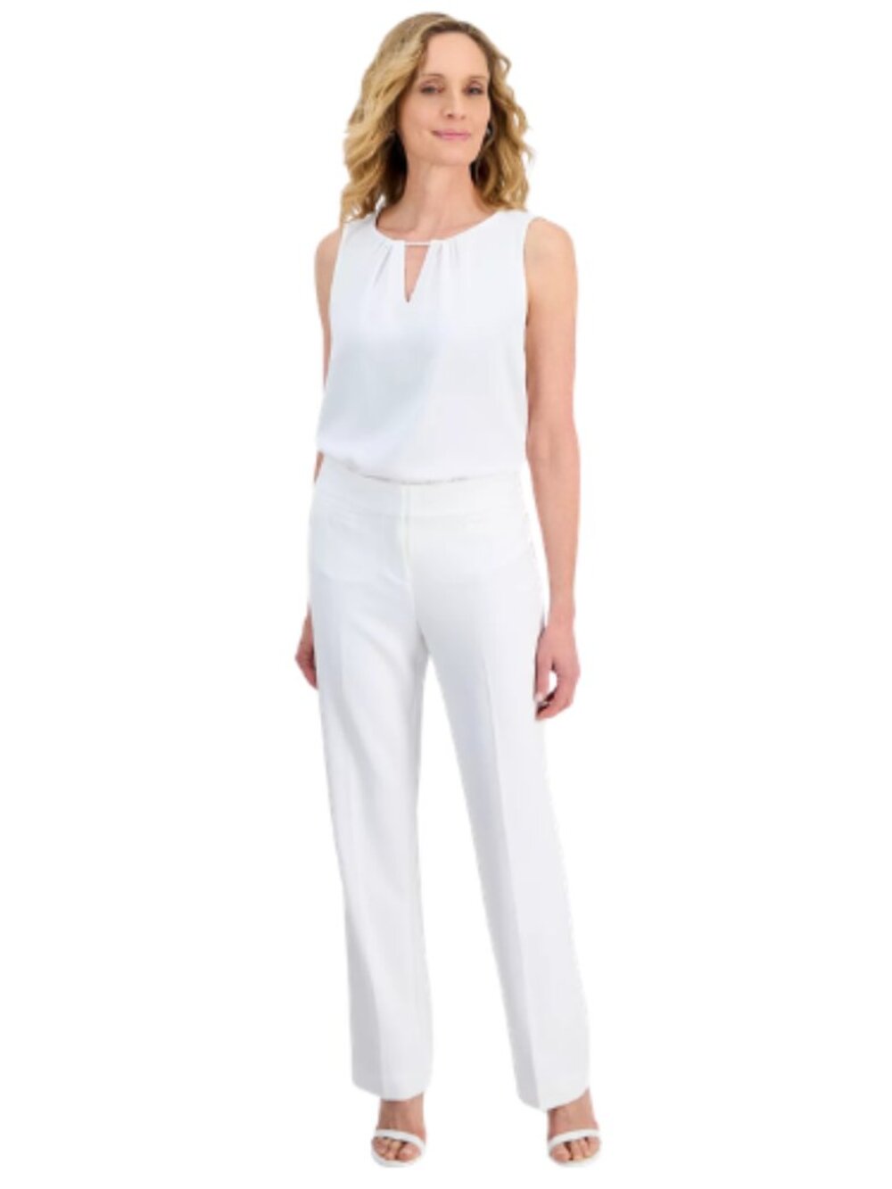 Kasper Tailored Straight Leg Pants Trousers White Leg